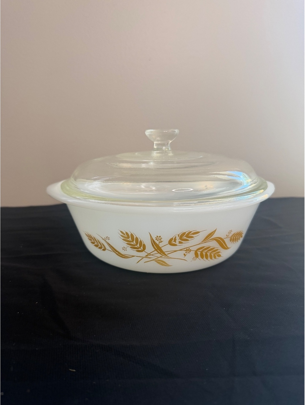 Glasbake Wheat Pattern Casserole Dish With Lid